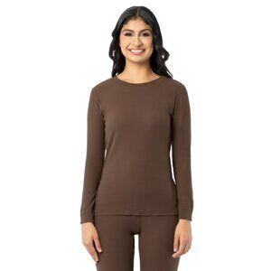 Fruit of the Loom Women's Recycled Waffle Thermal Top - Brown, X-Small, NWT